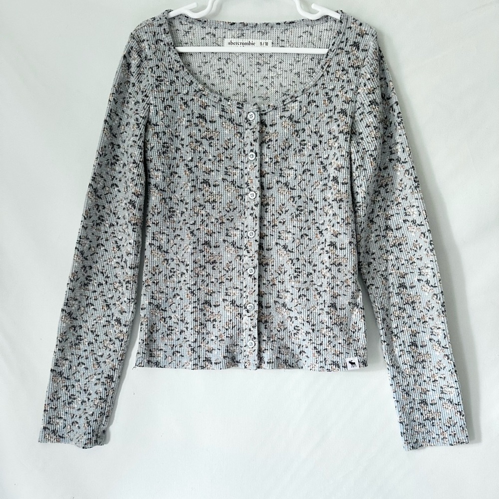 ABERCROMBIE & FITCH Y2K Floral Button Front Shirt Blue Flowers- Girls Size 9/10